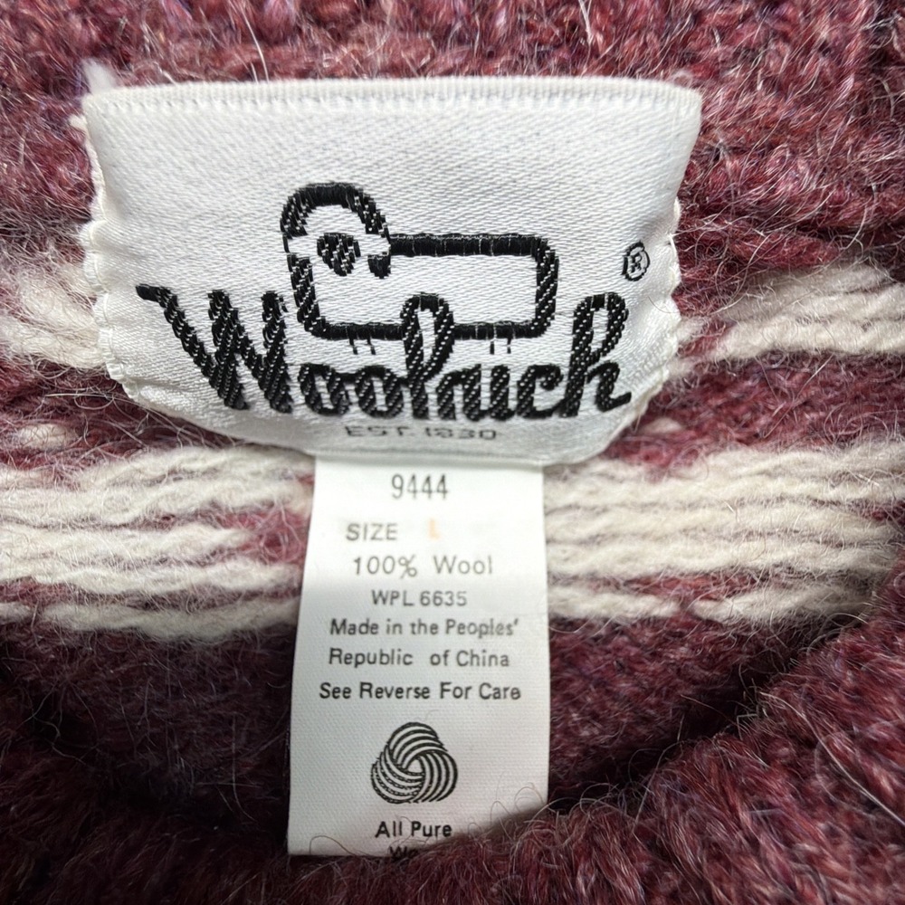 Woolrich Wool Fair Isle Sweater Maroon Men's Size Large - Picture 2 of 5